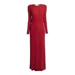 Rabanne Embellished Red Cupro Body-Con Maxi Dress Size 40